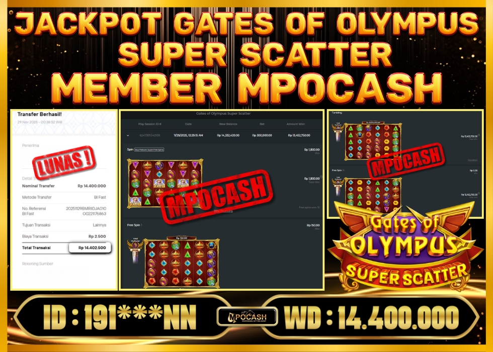 MPOCASH JACKPOT GATES OF OLYMPUS SUPER SCATTER
